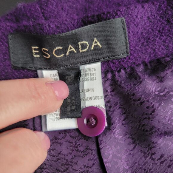 ESCADA Skirt 38 Wool Angora Blend Boucle US M Pencil Skirt Classic Purple Luxury - Picture 8 of 16